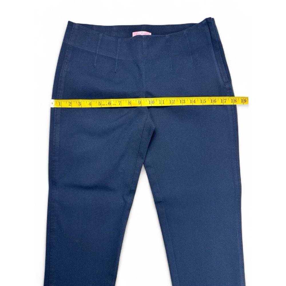 Lilly Pulitzer Blue Cotton Pants โ Faux Darts โ Side Zip โ Style 63423 โโ Size 4 - Picture 7 of 16